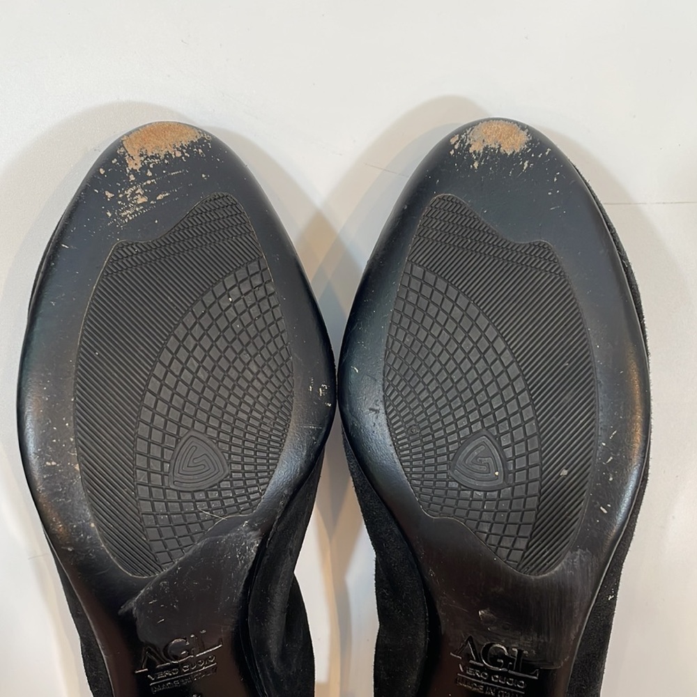 AGL Attilio Giusti Leombruni Shoes 38 Made In Italy Black Leather Dress Pump - Picture 9 of 13